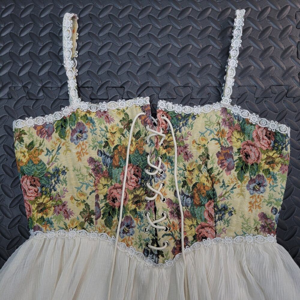 Cider Secret Garden Corset Mini Dress Flowy XL Cottagecore Fairycore Romantic - Picture 4 of 8
